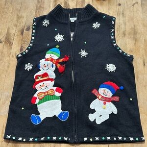 Holiday Zipper Cardigan Sweater Vest Small